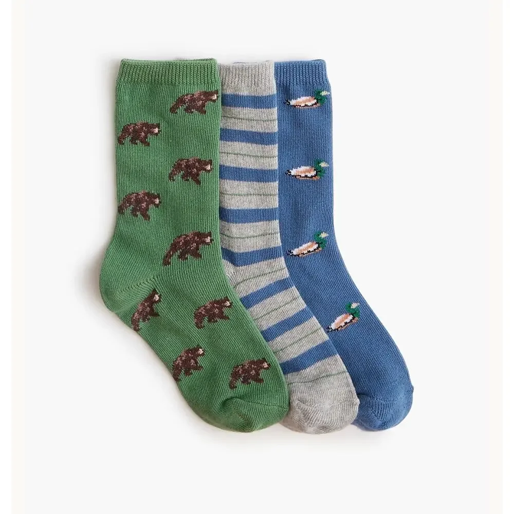 J.Crew Crewcuts Boy's Mountain Animals Socks 3 Pack NWT Medium K13- K2